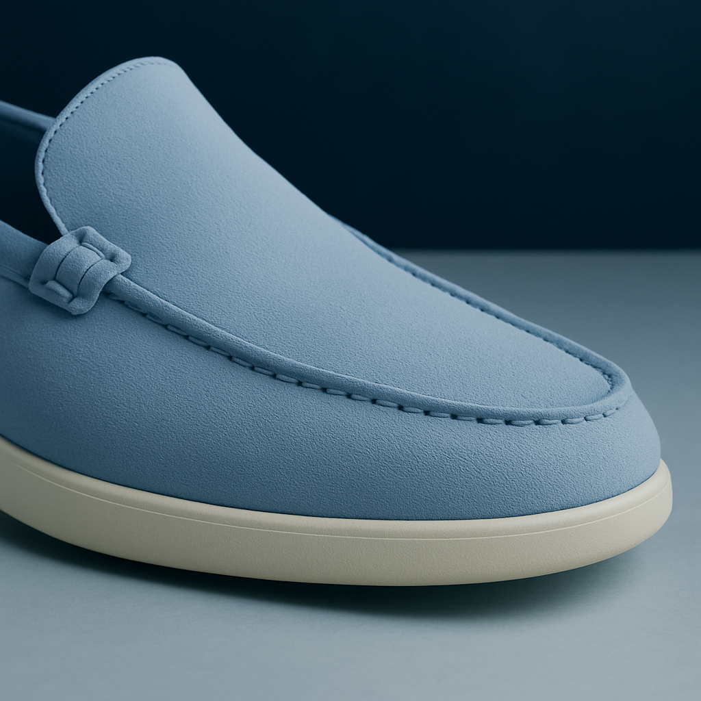 Serein – Hellblaue Loafer aus Veloursleder