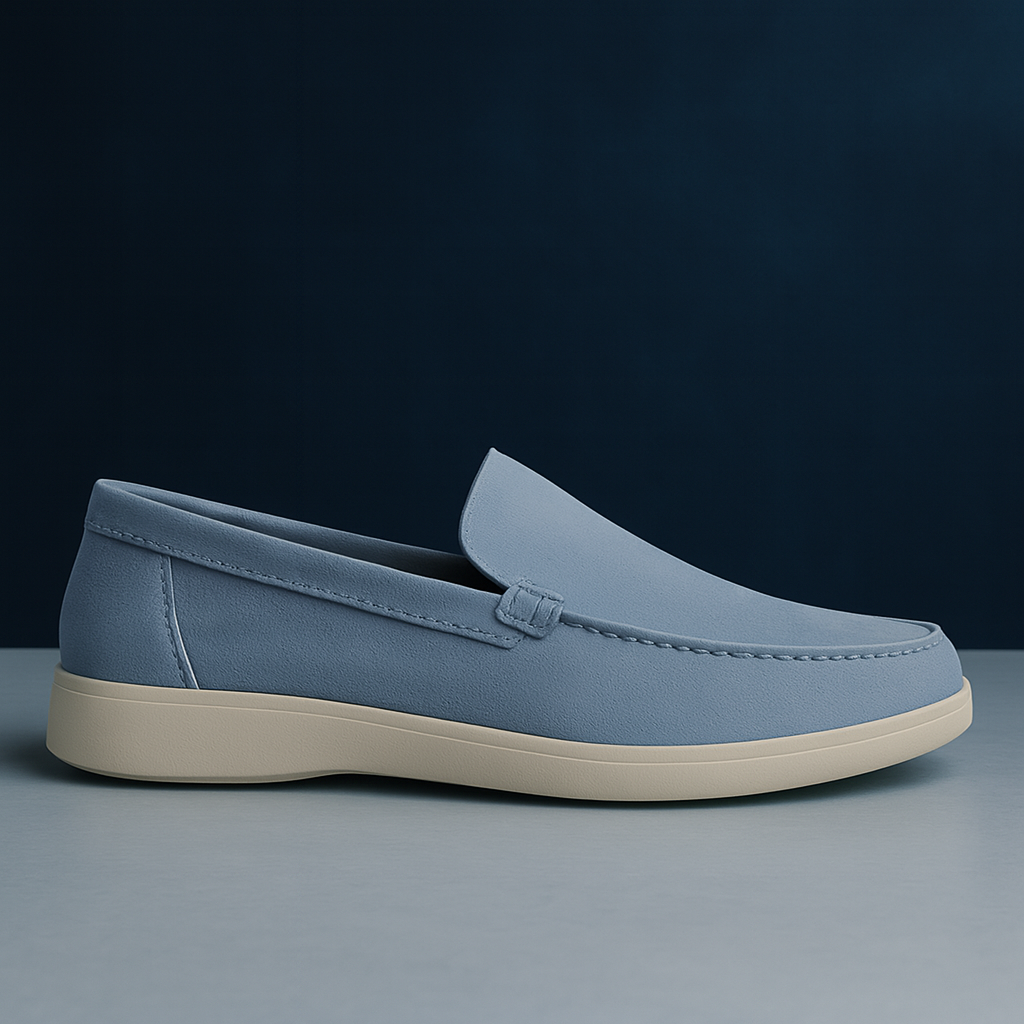 Serein – Hellblaue Loafer aus Veloursleder