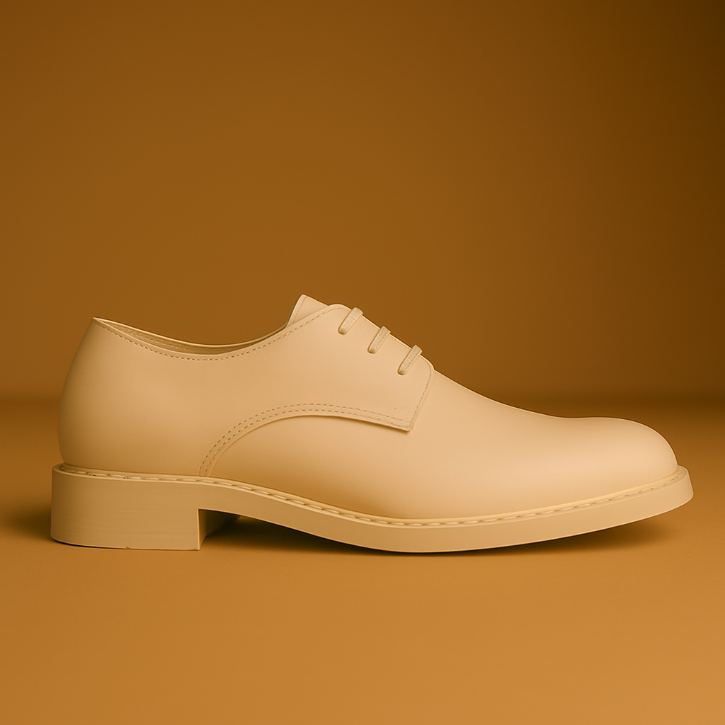 Blanc Suprême – Chaussures en Cuir avec Laçage Derby Minimaliste