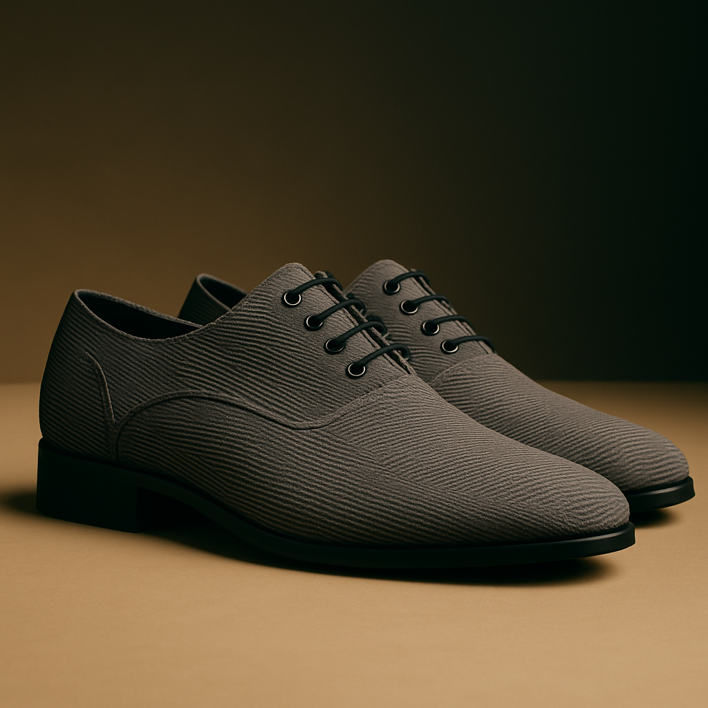 Grauer Akzent – Stoffschuhe mit feiner Webstruktur