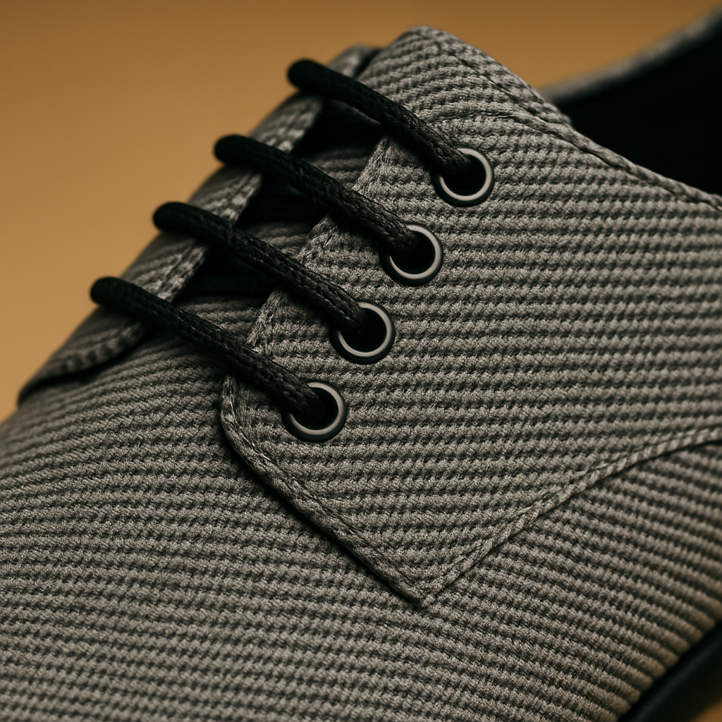 Grauer Akzent – Stoffschuhe mit feiner Webstruktur