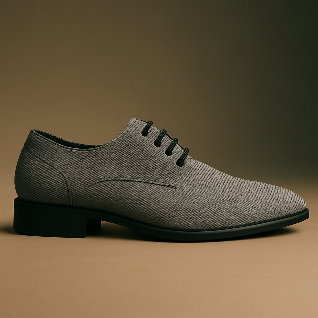 Grauer Akzent – Stoffschuhe mit feiner Webstruktur