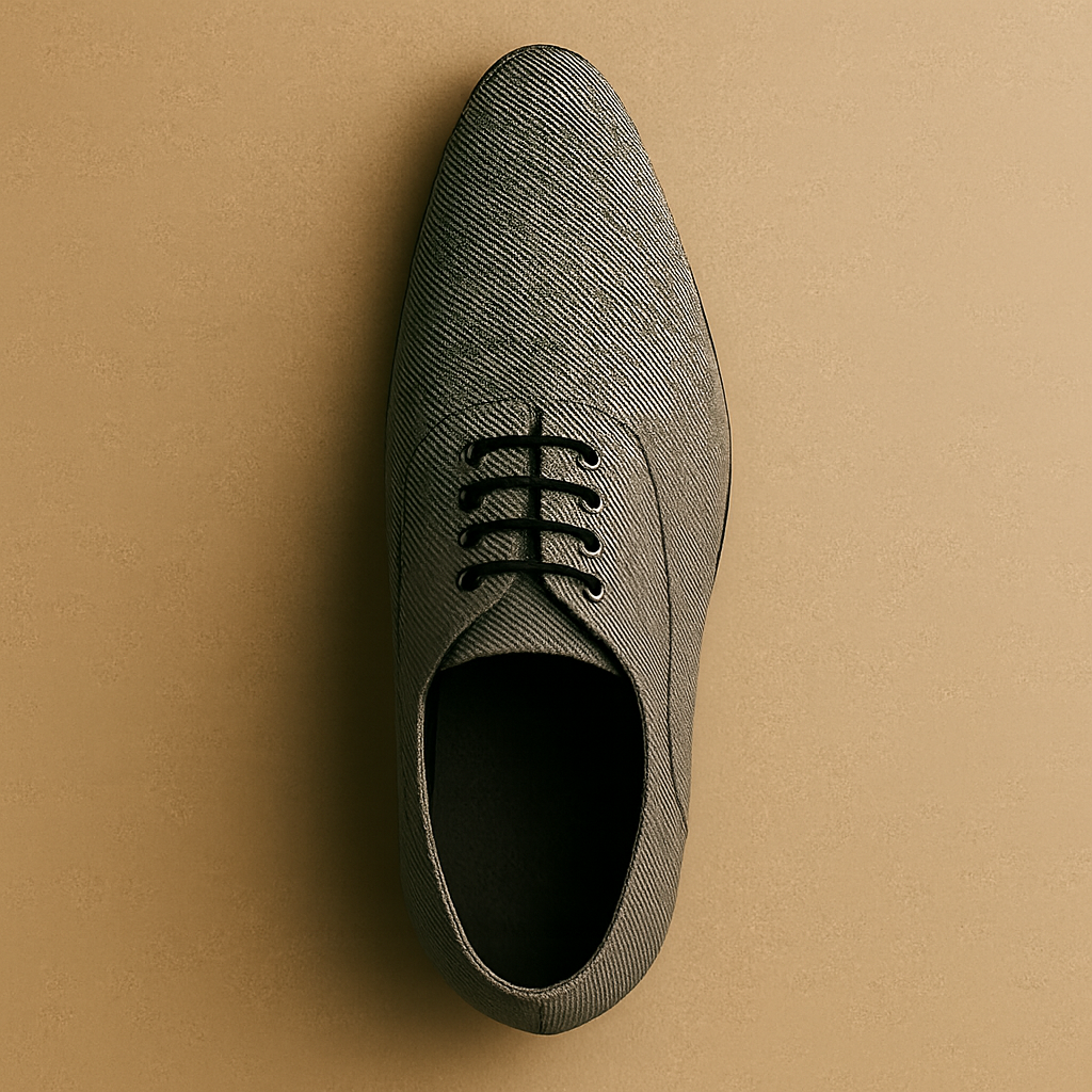 Grauer Akzent – Stoffschuhe mit feiner Webstruktur