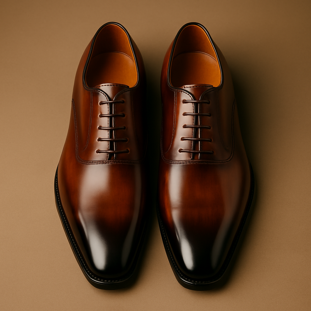 Mahagoni Glanz – Leder-Derbys mit Hochglanzfinish