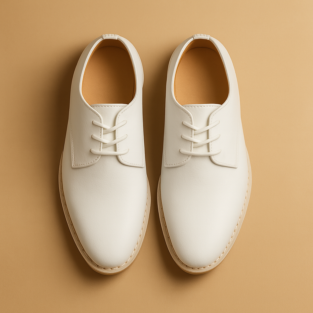 Blanc Suprême – Weisse Lederschuhe mit Minimalistischer Derby-Schnürung