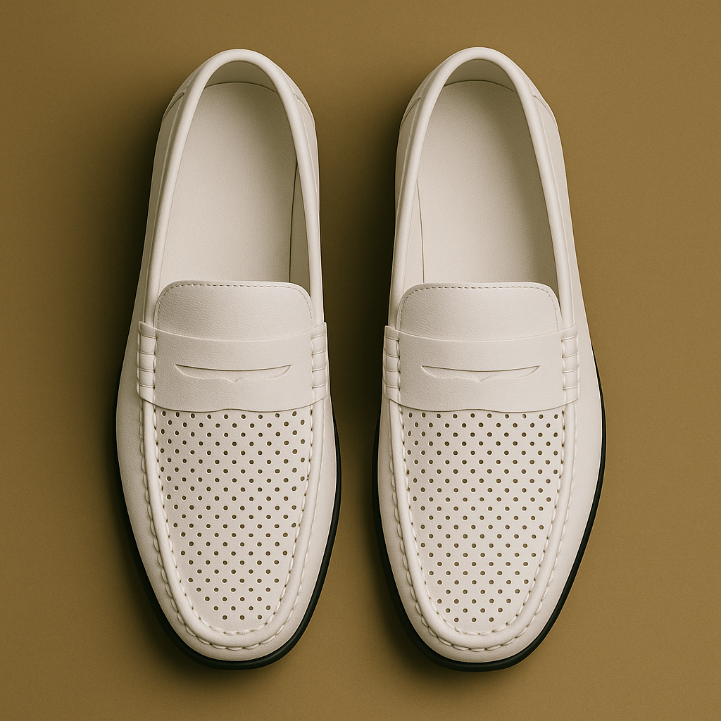 Lumia Bianco – Weisser Loafer aus perforiertem Leder