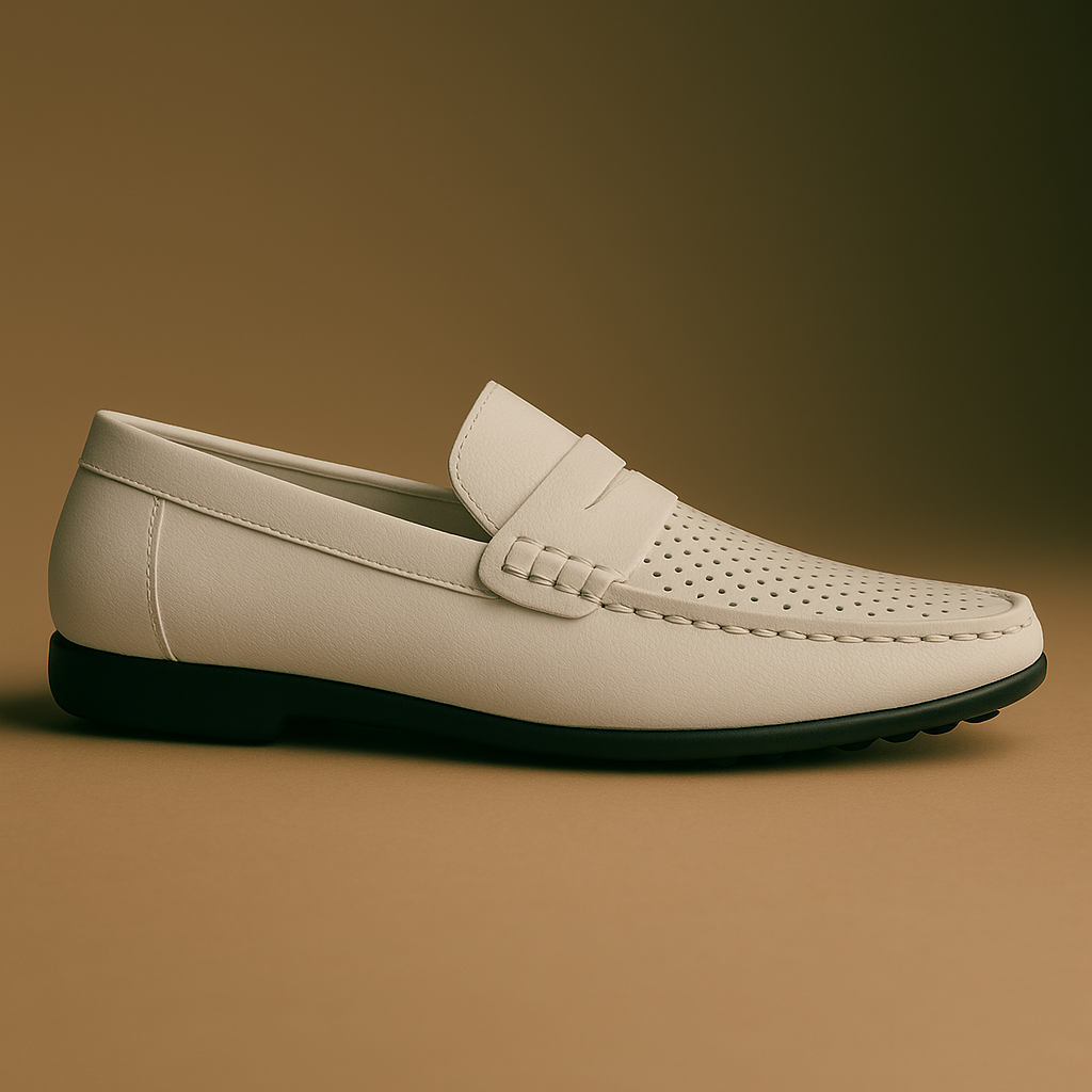Lumia Bianco – Mocassins en Cuir Perforé Blanc