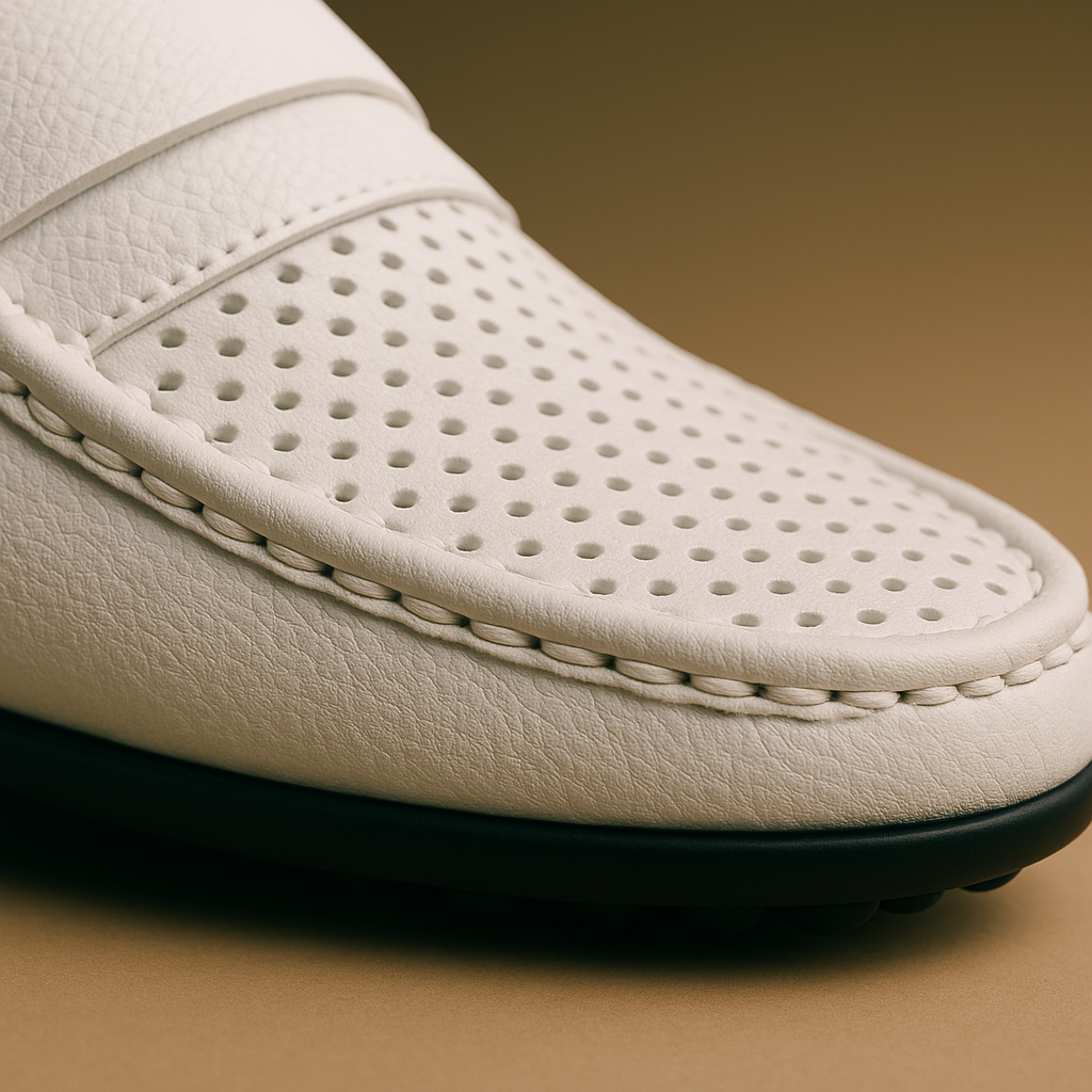 Lumia Bianco – Weisser Loafer aus perforiertem Leder