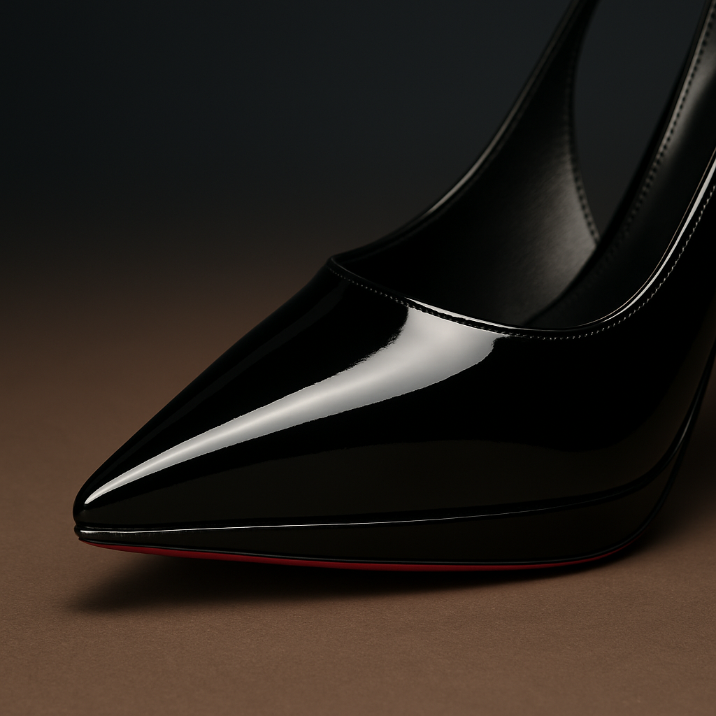 Schwarze Slingback - Pumps aus Lackleder mit roter Sohle - Eleganz in Vollendung