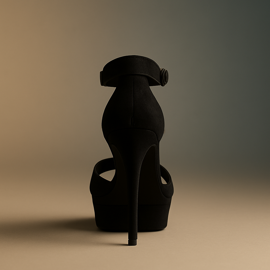 Obsidian Grace – Schwarze Plateau-Sandalette mit Fesselriemen