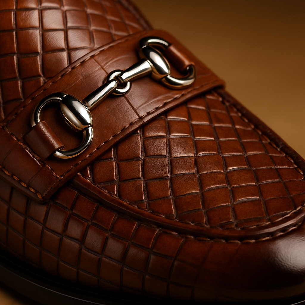 Geflochtene Eleganz – Braune Lederschuhe zum Hineinschlüpfen
