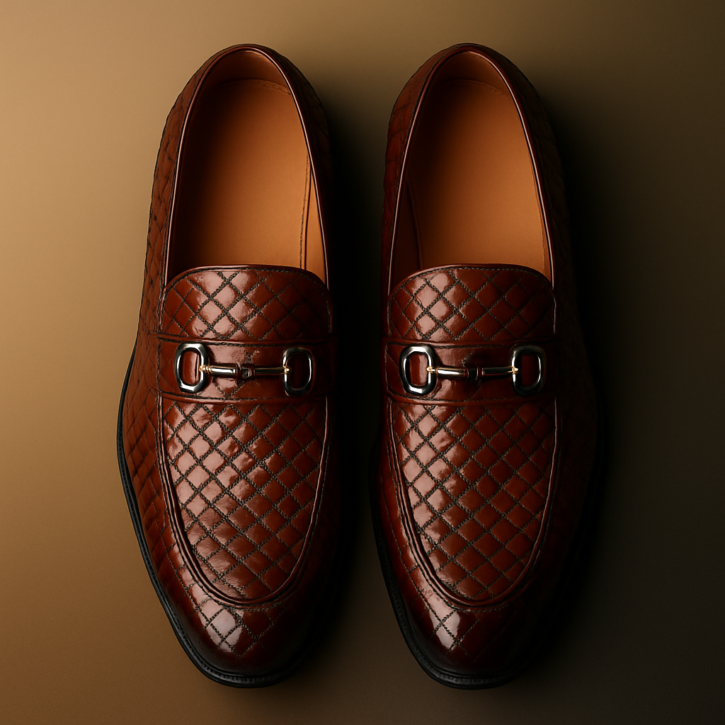 Geflochtene Eleganz – Braune Lederschuhe zum Hineinschlüpfen
