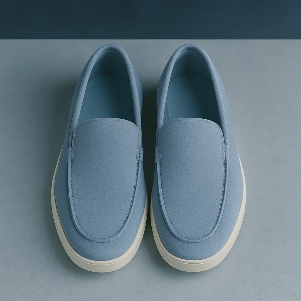 Serein – Hellblaue Loafer aus Veloursleder