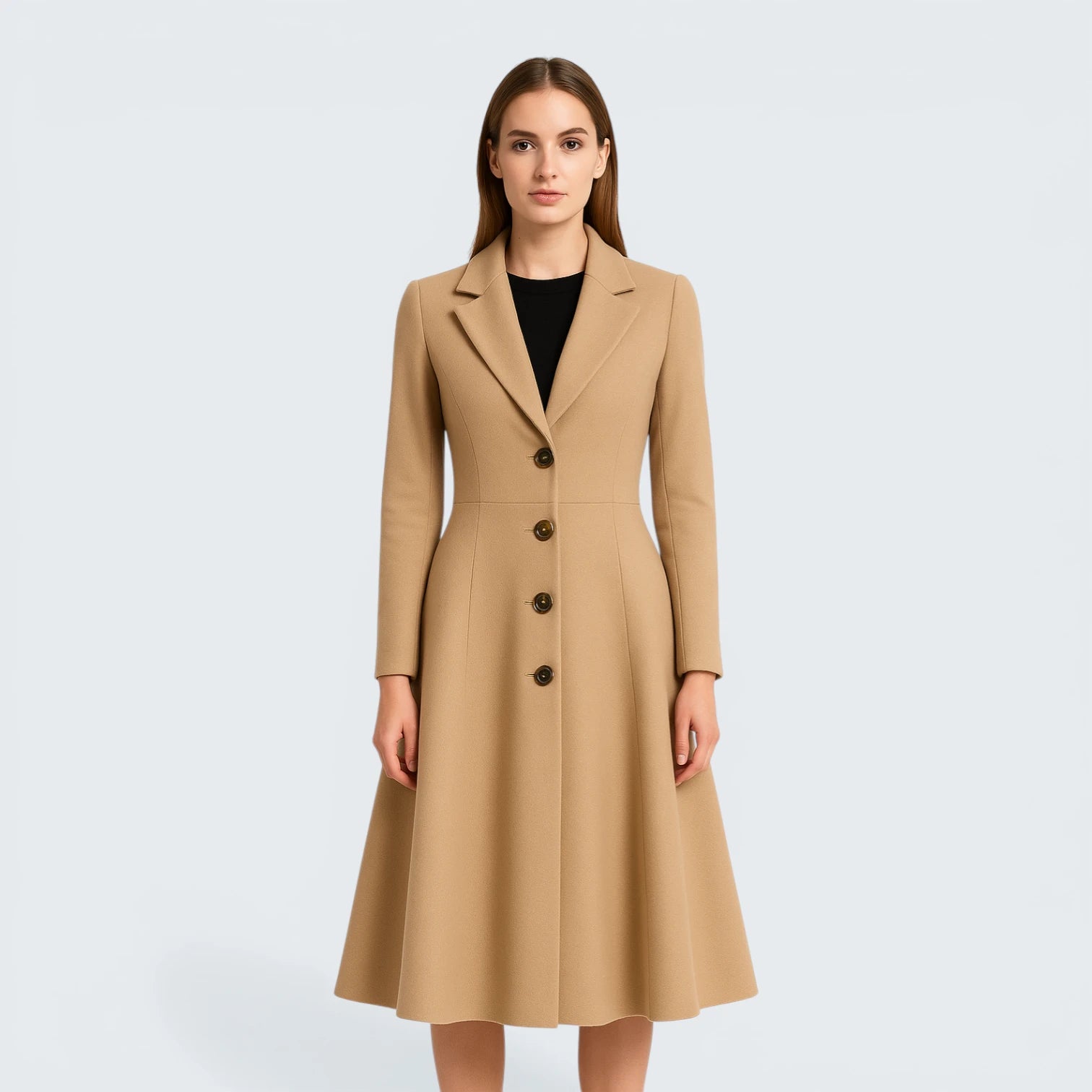Manteau Élégant en Laine avec Coupe Évasée - Veste Silhouette en A Style Chic Parisien