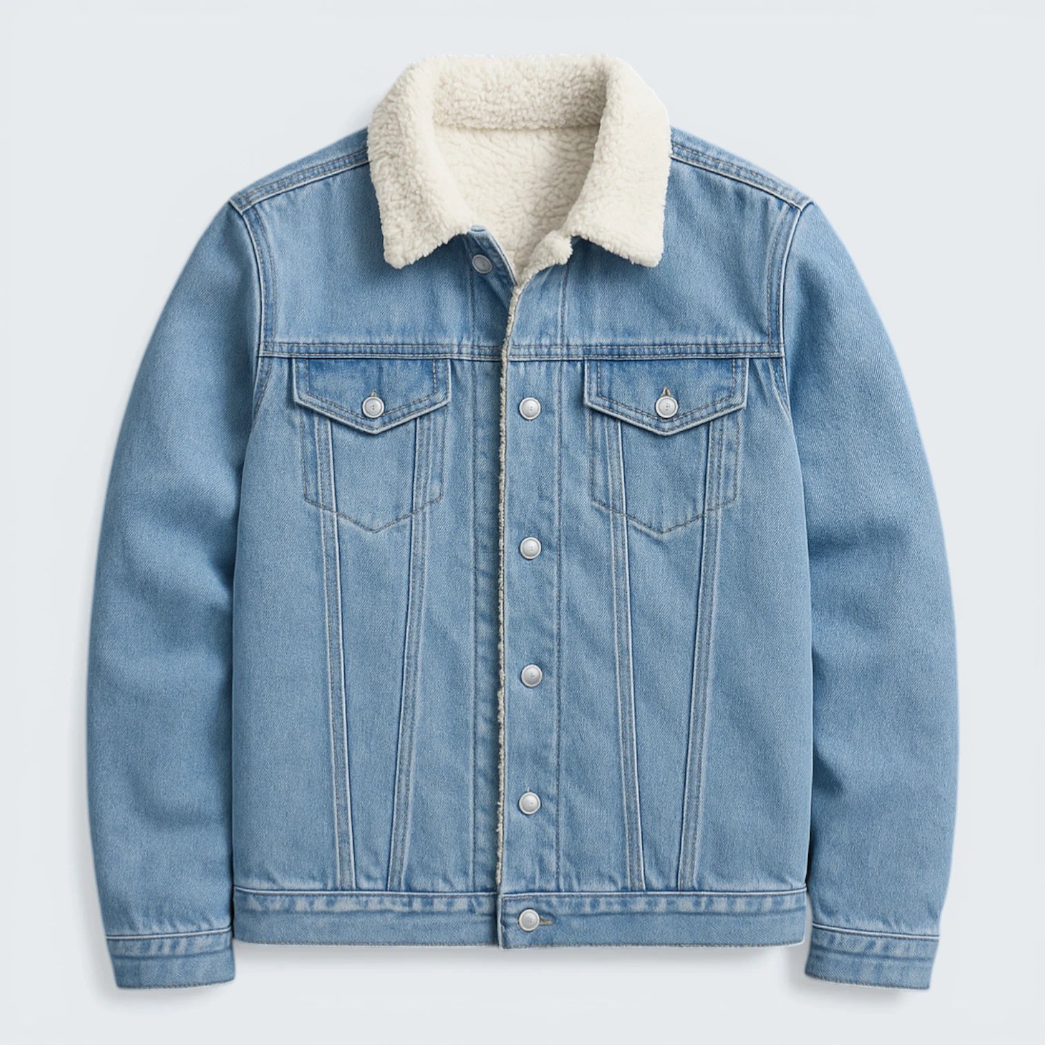 Veste en Jean Classique Doublée Sherpa – Look Denim Authentique et Confort Printanier