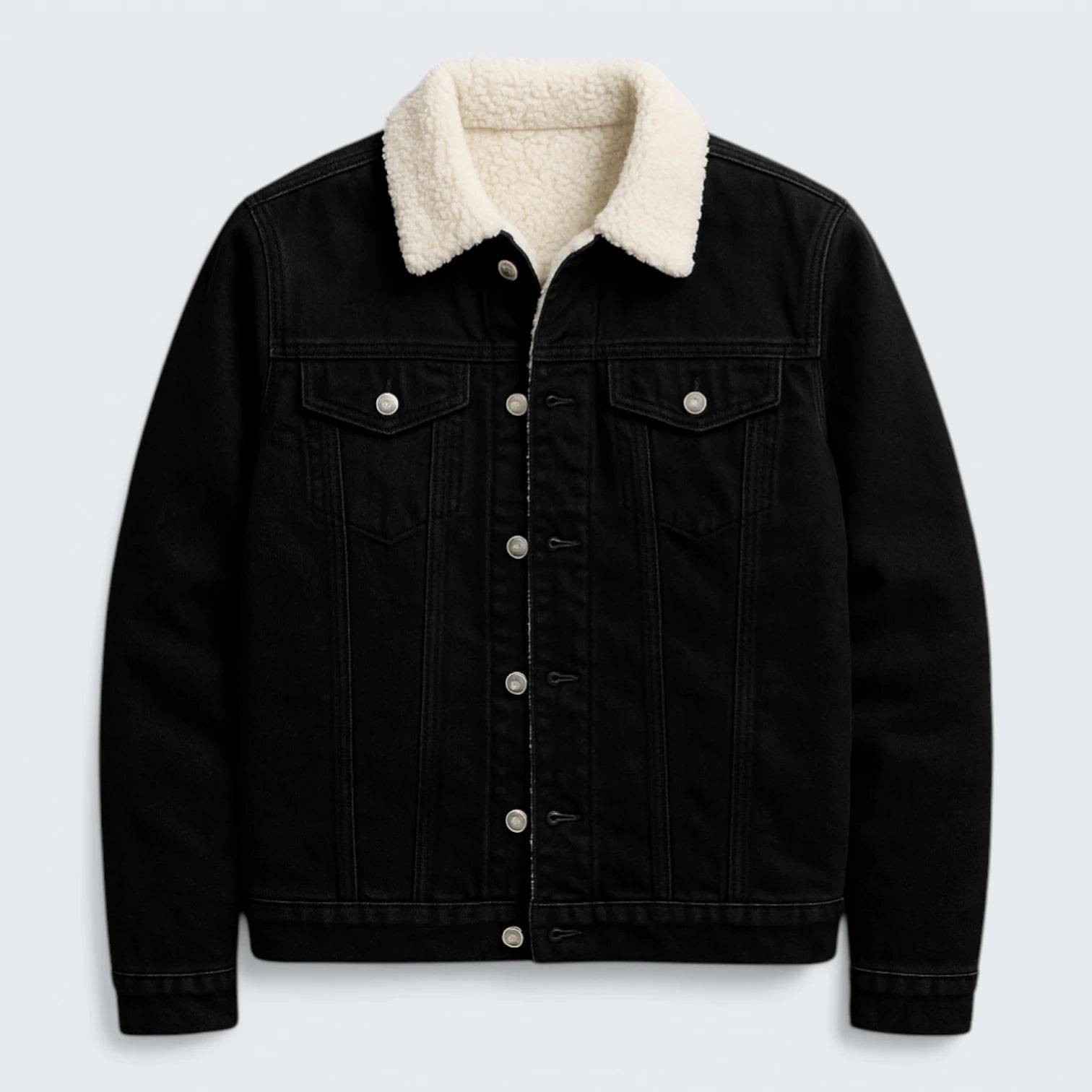 Veste en Jean Classique Doublée Sherpa – Look Denim Authentique et Confort Printanier