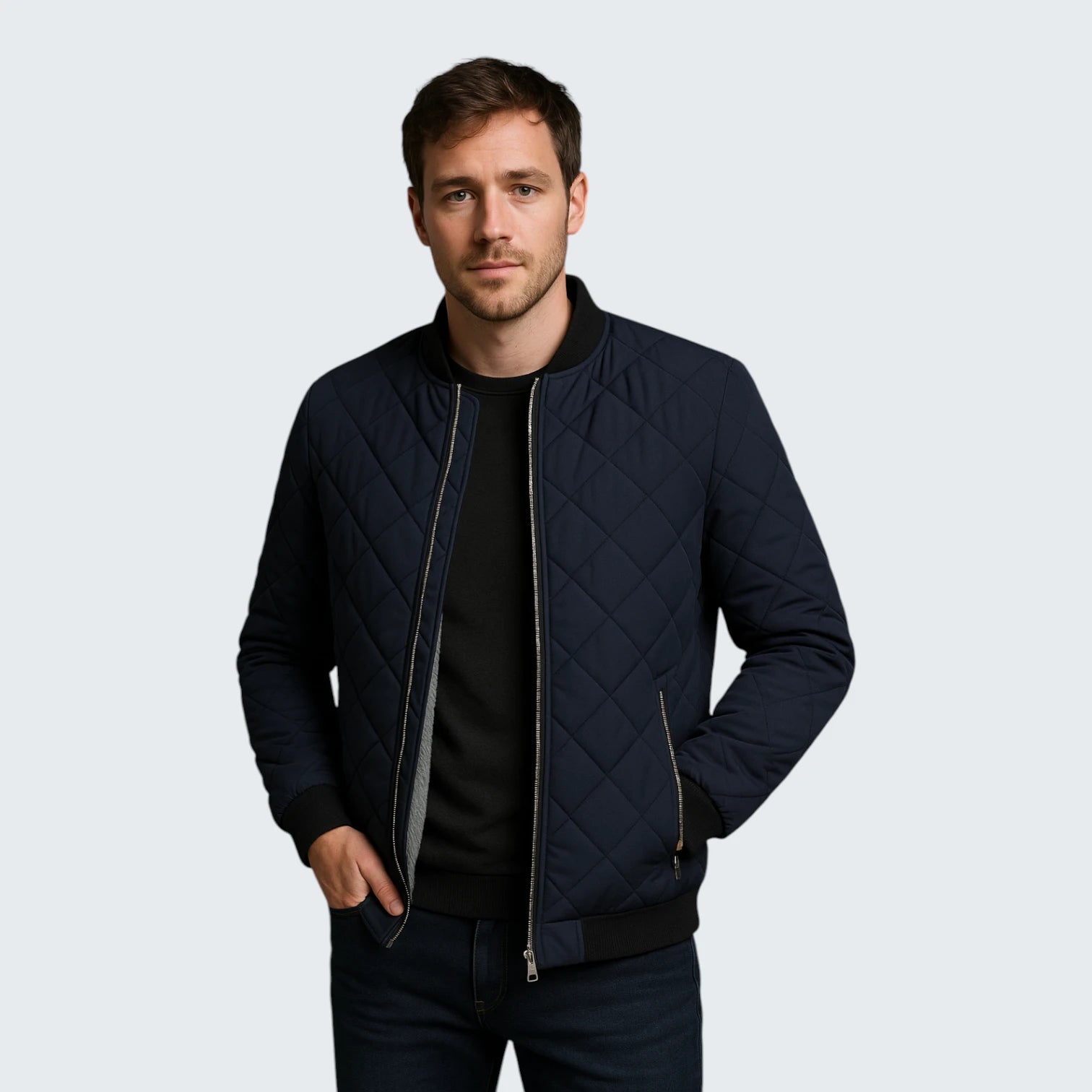 Blouson Bomber Matelassé "Diamond" – Design Géométrique et Doublure Douce