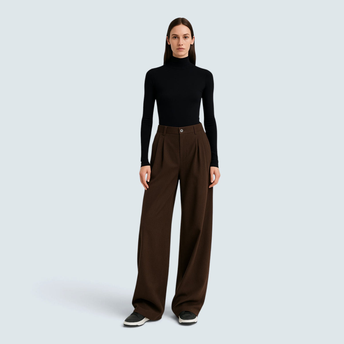 Pantalon à Jambes Larges – Taille Haute et Fluidité Moderne