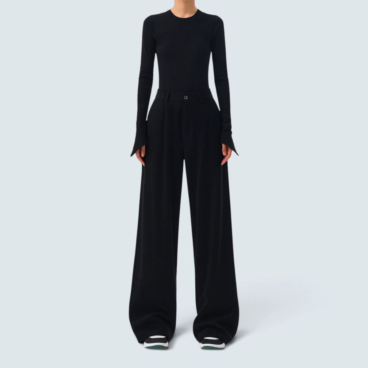 Pantalon à Jambes Larges – Taille Haute et Fluidité Moderne