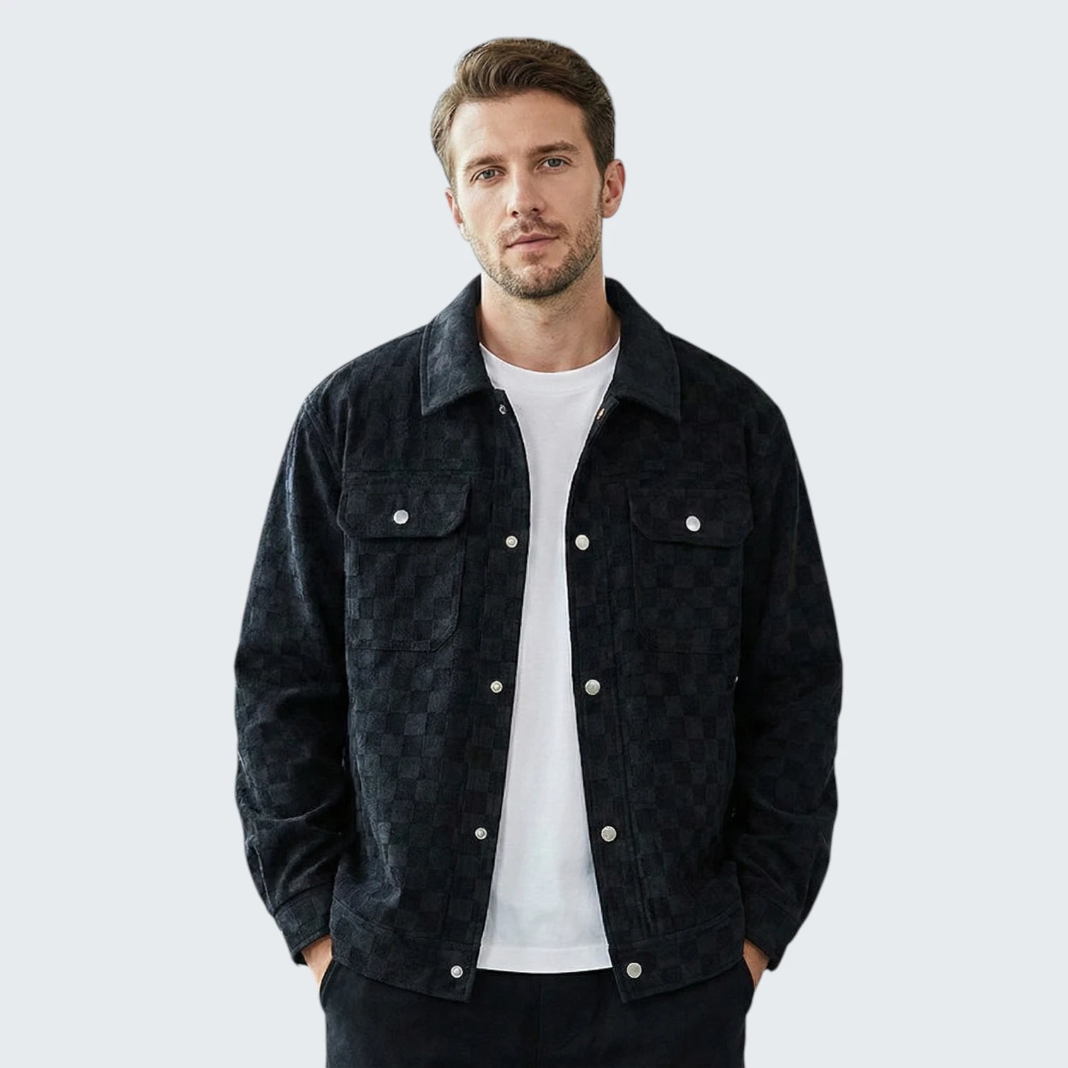 Veste Business Casual "Damier" – Texture Premium en Relief et Coupe Ajustée