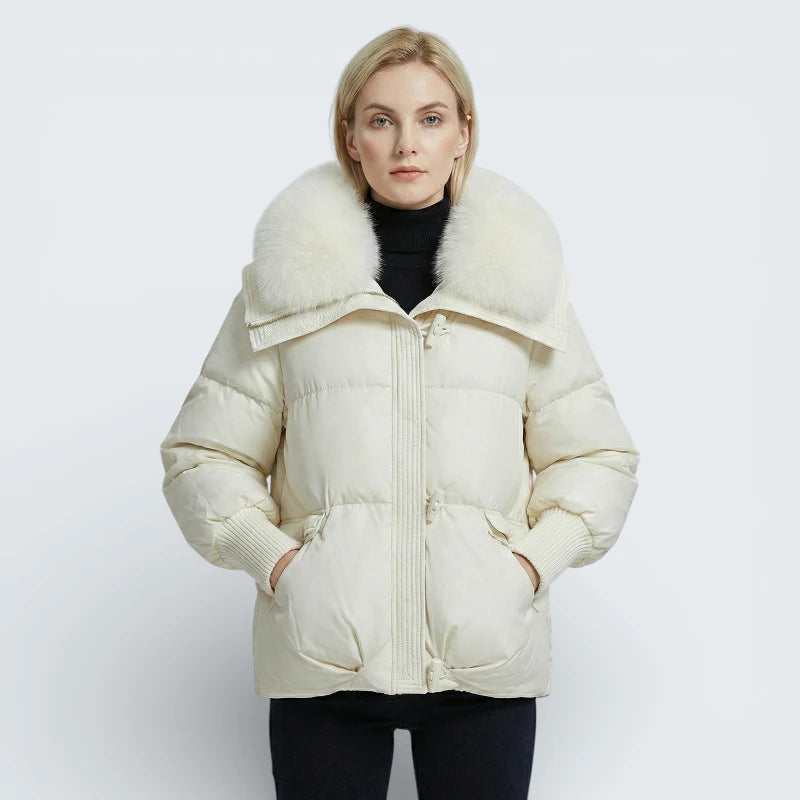 Doudoune Courte Style "Duffel-Coat" avec Brandebourgs - Veste Matelassée Élégante à Col Fourrure