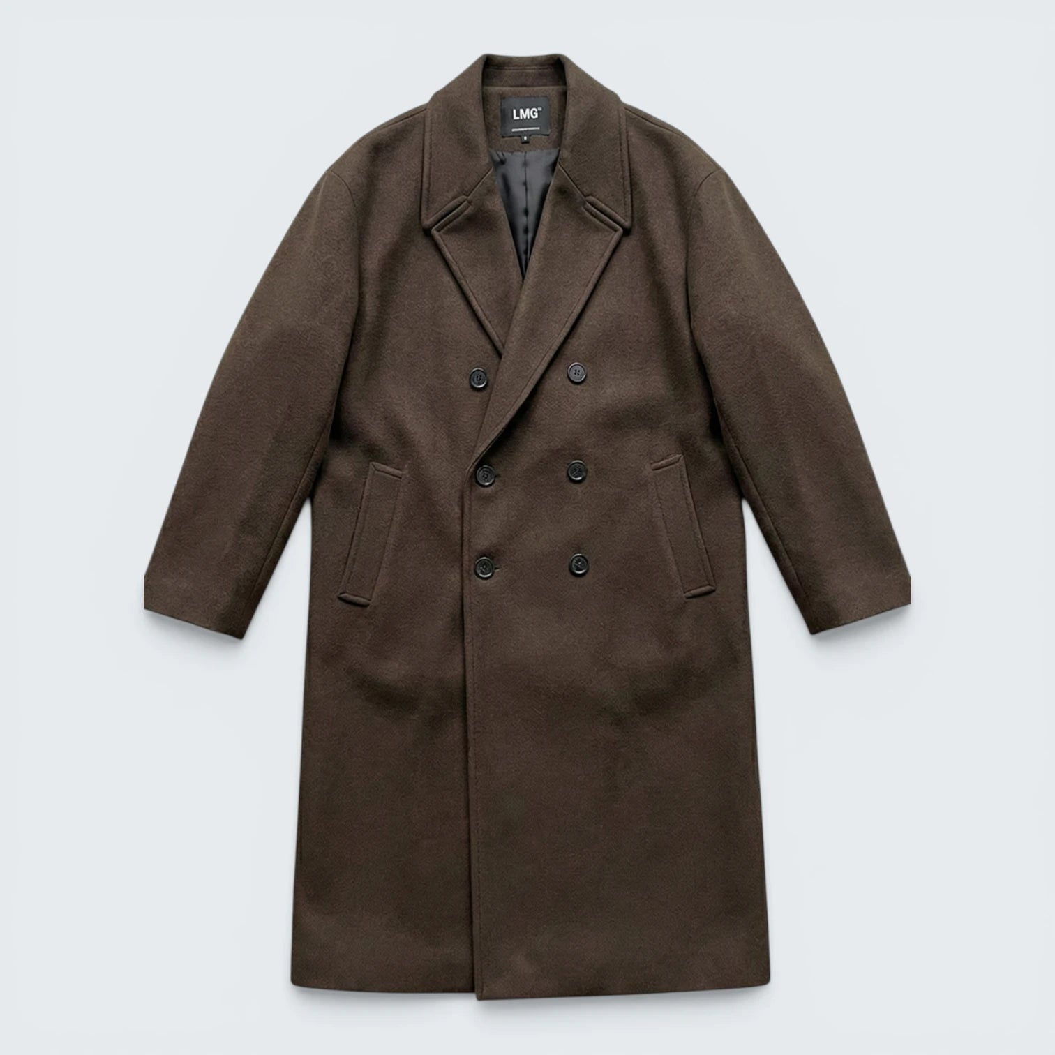 Manteau Long en Laine à Double Boutonnage – Silhouette Structurée et Élégance Classique