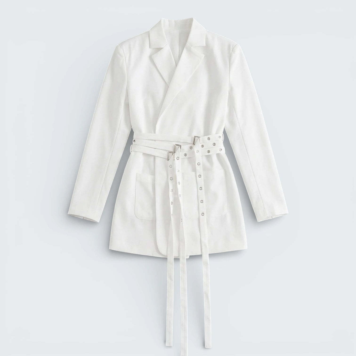 Robe Blazer Structurée à Ceinture Multi-Brides - Robe Veste Chic Style Tailleur