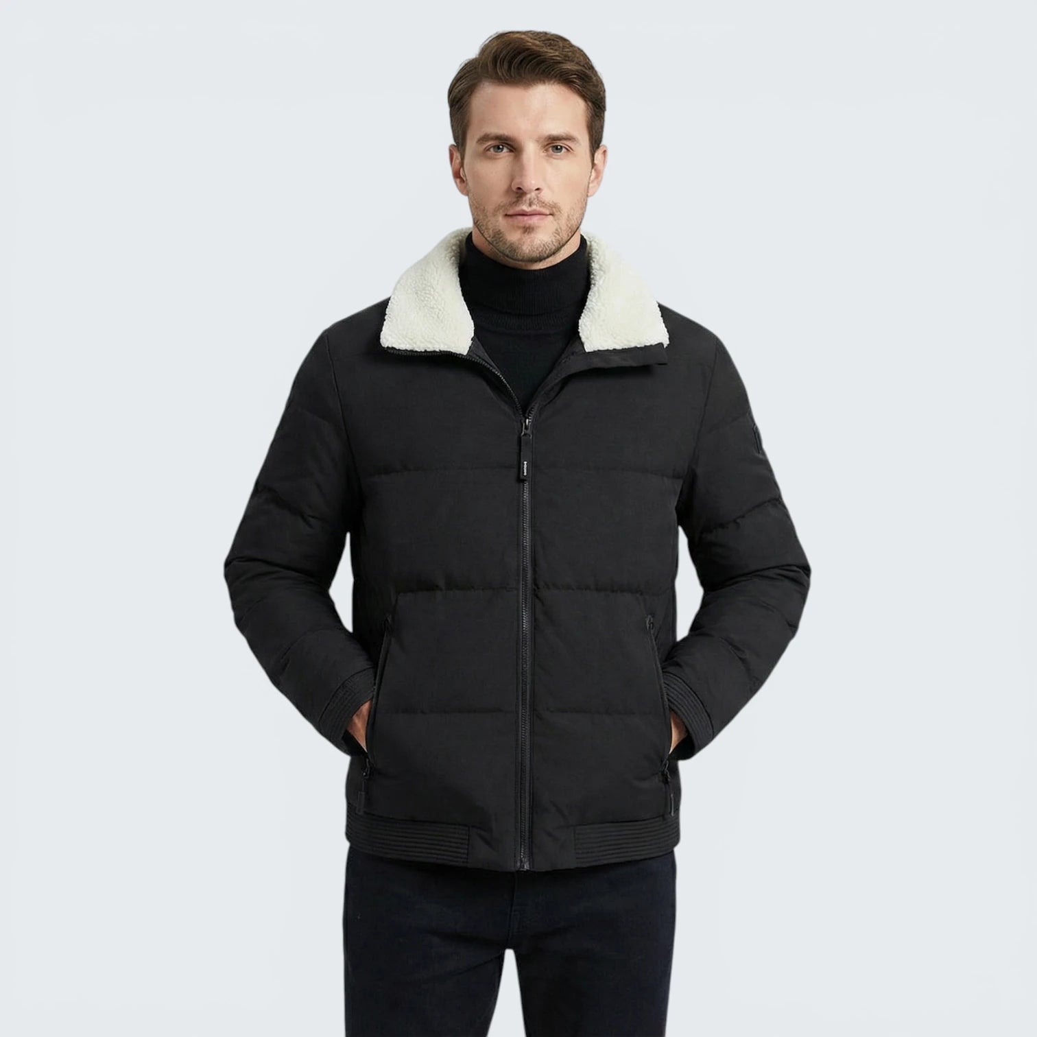 Blouson Bomber Rembourré "Aviateur" – Col Amovible en Peau de Mouton Synthétique