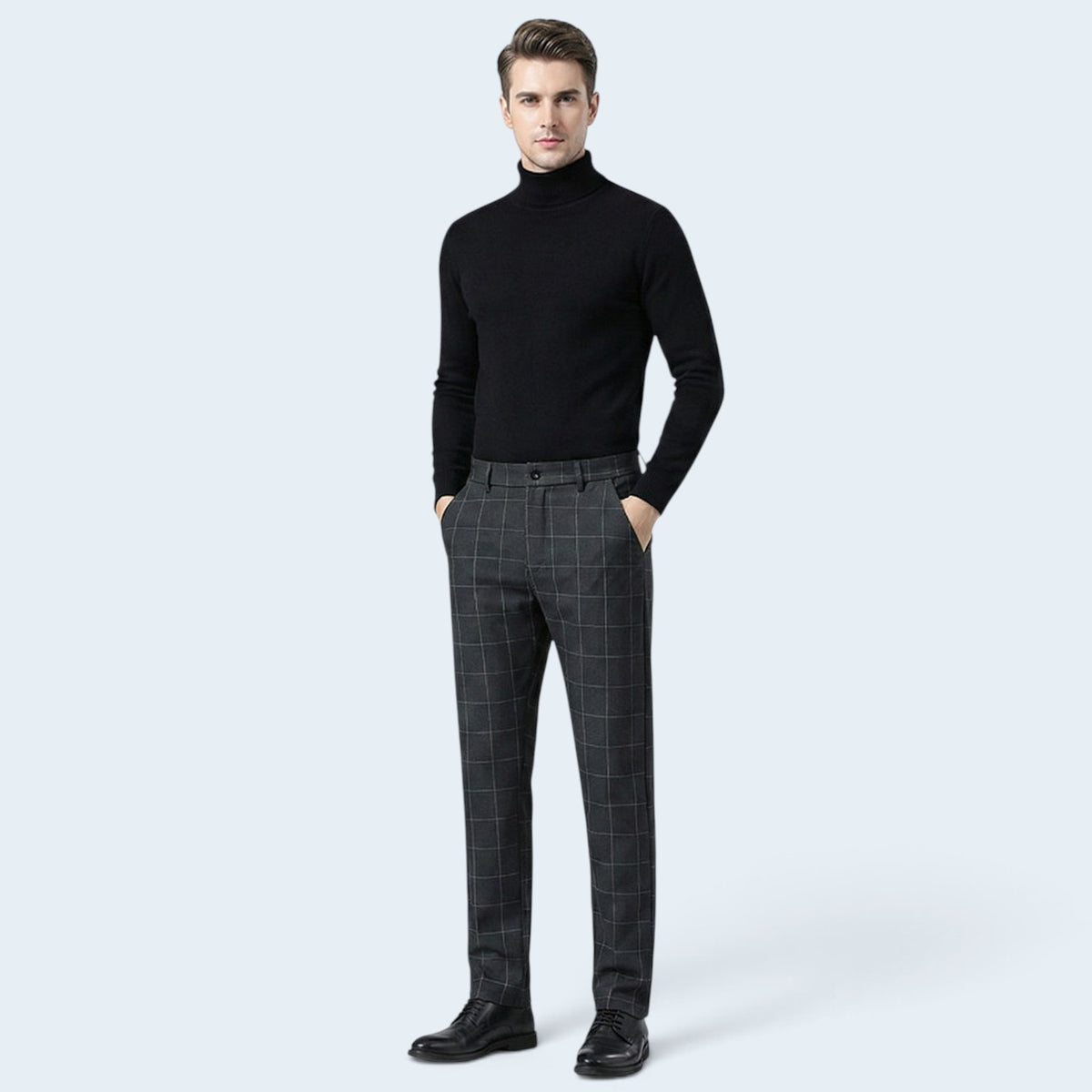 Pantalon Habillé à Carreaux – Pantalon Chino à Coupe Moderne