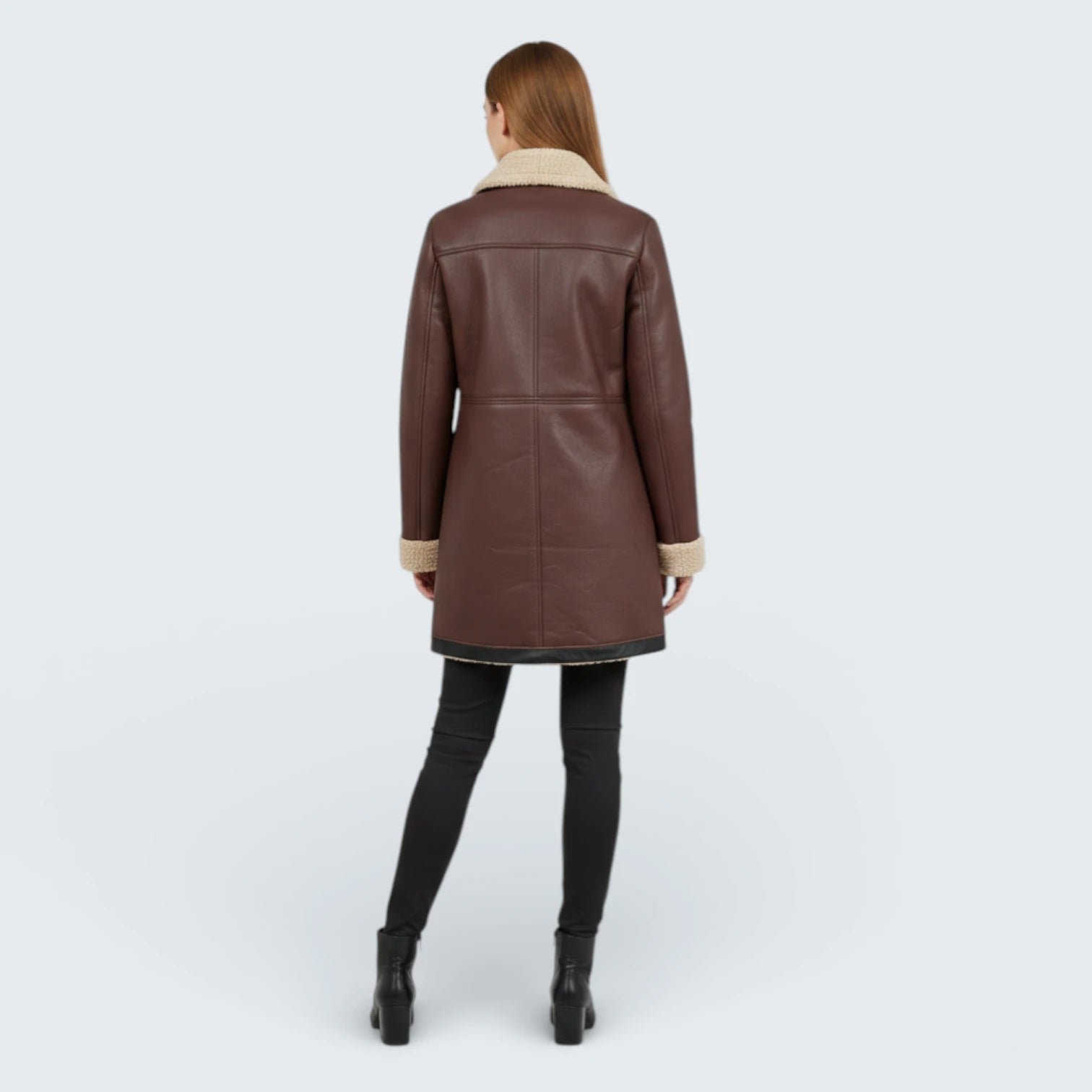 Manteau Long Aviateur "Aspen" en Peau Lainée - Parka Élégante avec Intérieur Moumoute
