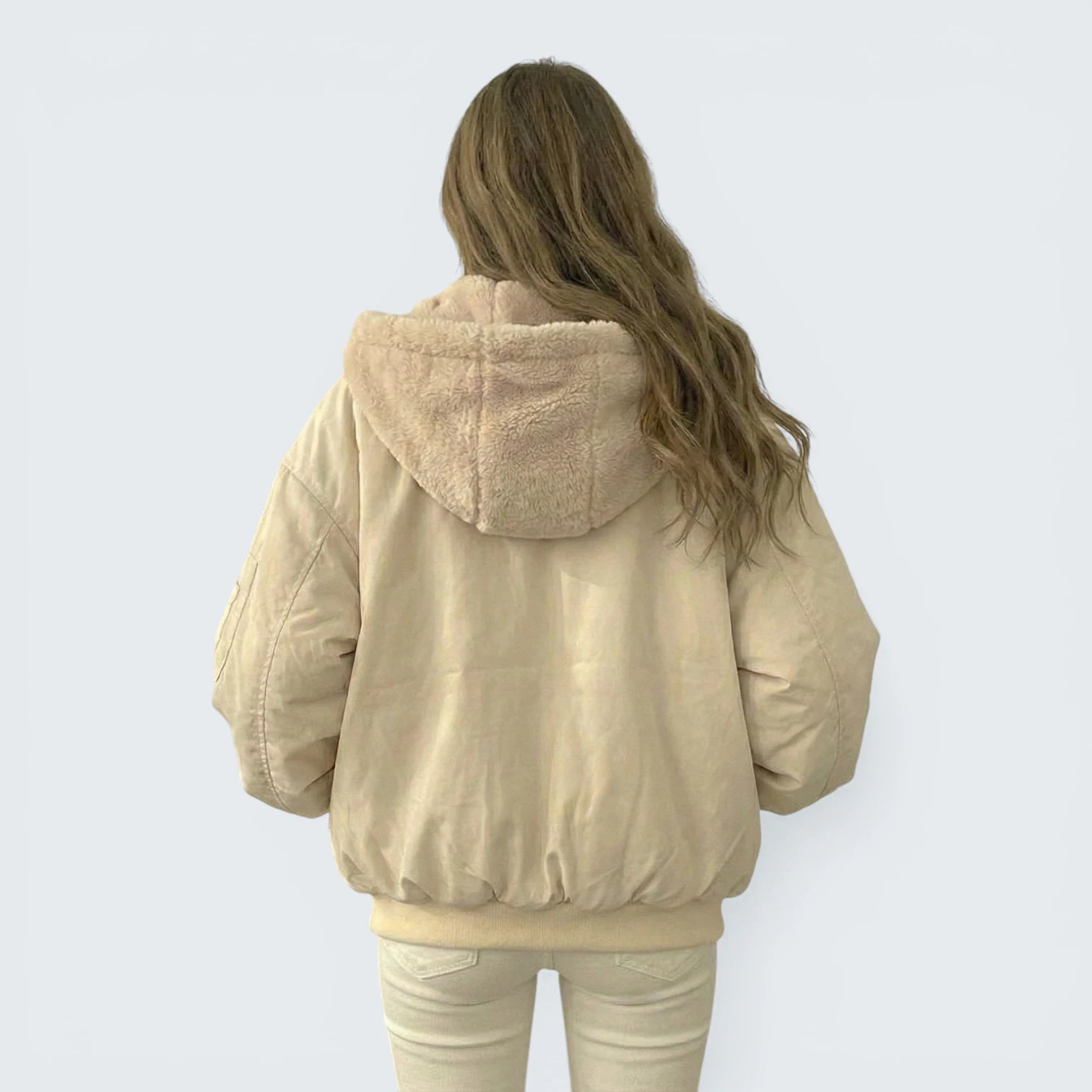 Blouson Bombardier Réversible 2-en-1 - Veste à Capuche en Moumoute et Finition Lisse