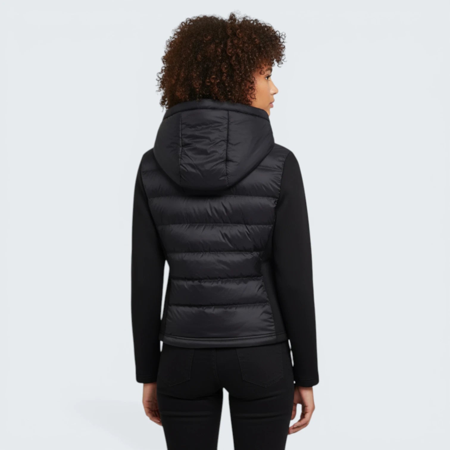 Doudoune Hybride Bi-matière à Capuche - Veste Acolchada Noire Style Sport-Chic