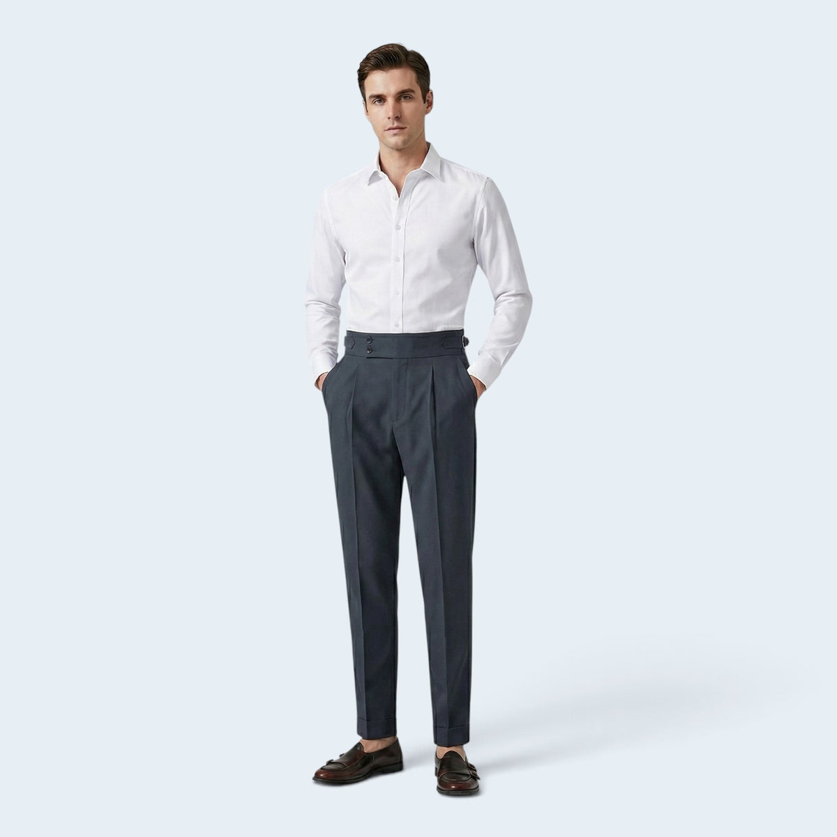 Pantalon Sartorial à Ajusteurs Latéraux - Style "Old Money" Taille Haute