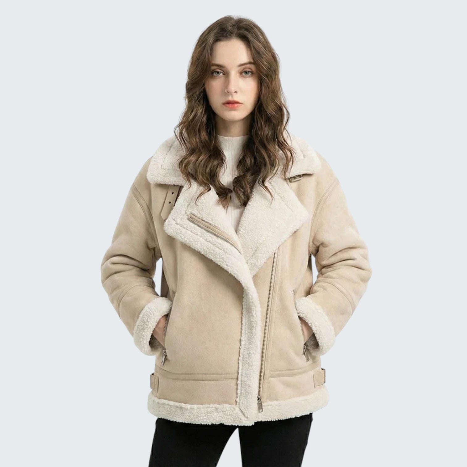 Veste en Jean Courte Style Vintage - Blouson Denim Bleu Clair avec Effet Usé