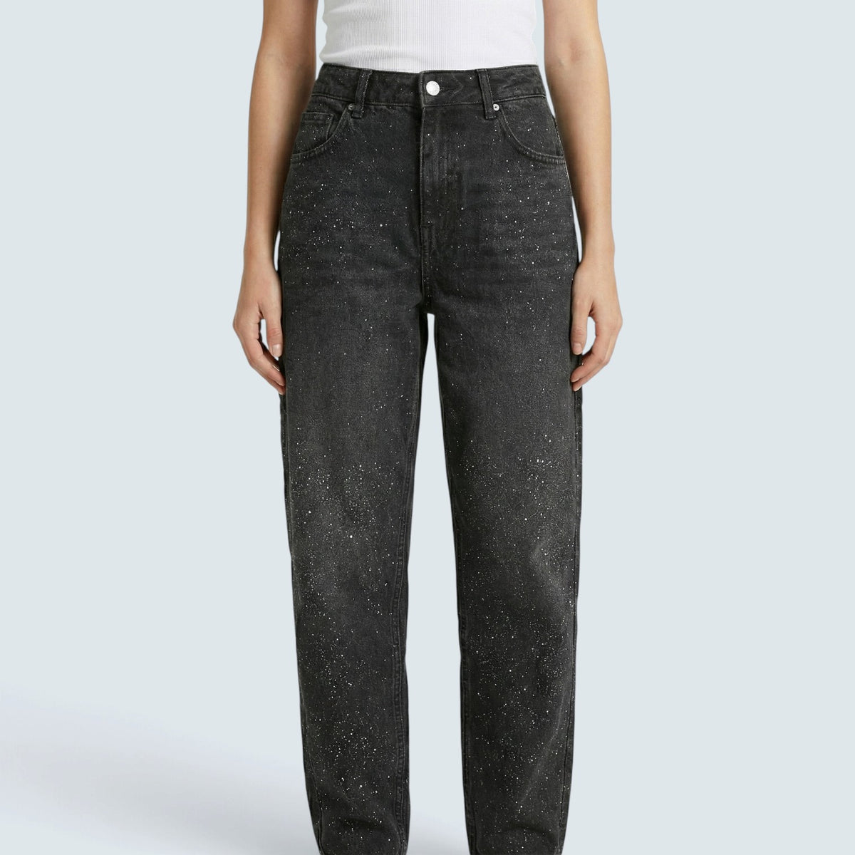 Jean Droit Brillant – Denim à Jambes Larges et Style Street
