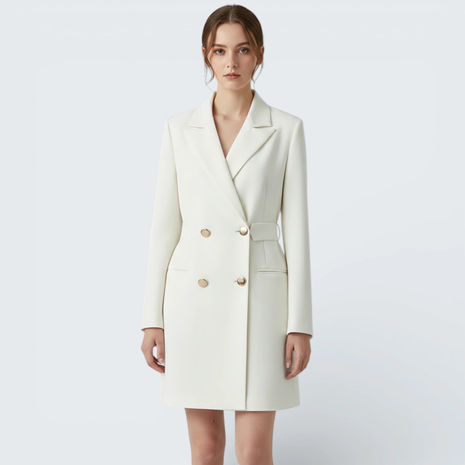 Robe Blazer Cintrée "Hourglass" à Boutons Dorés - Robe Veste Sculptante Élégante