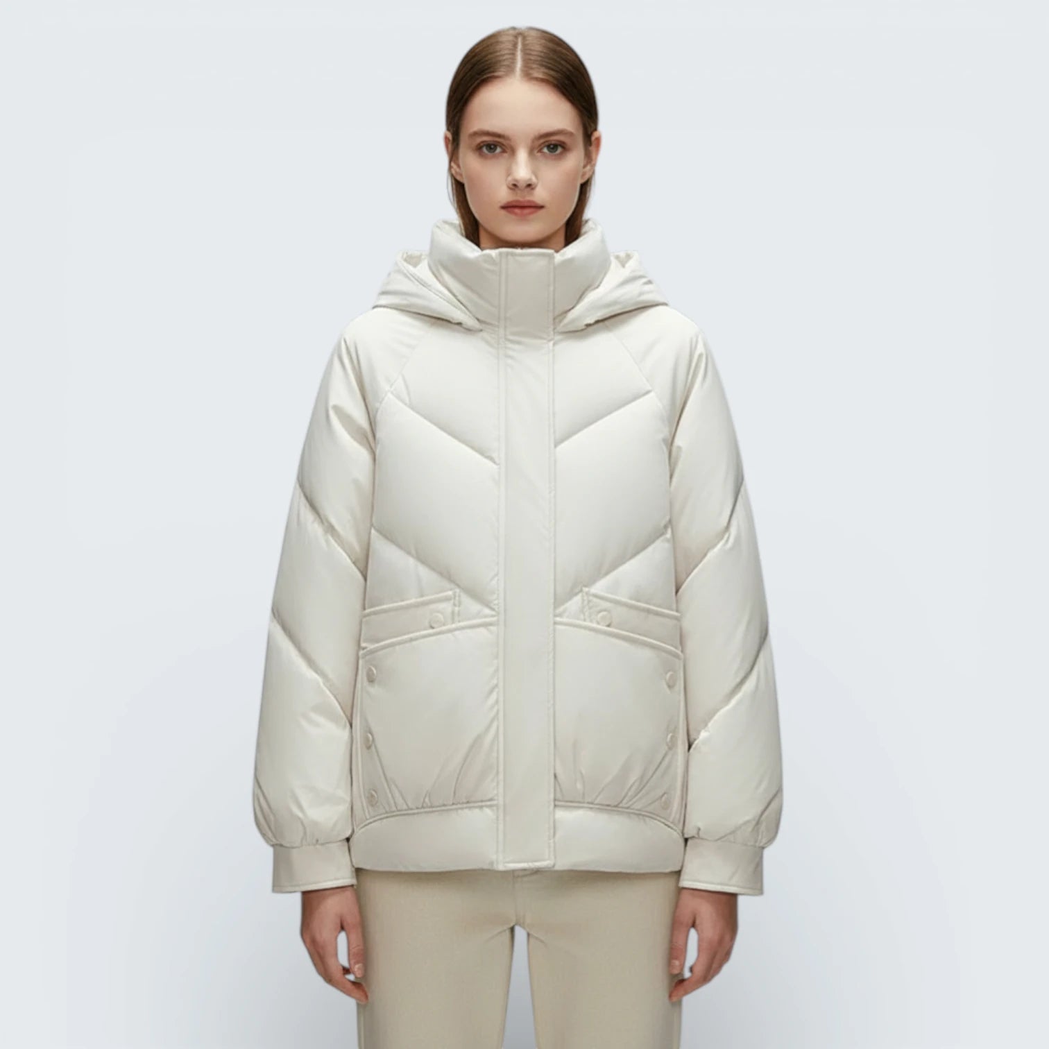 Doudoune à Capuche Style "Chevron" - Veste Matelassée Volumineuse et Légère