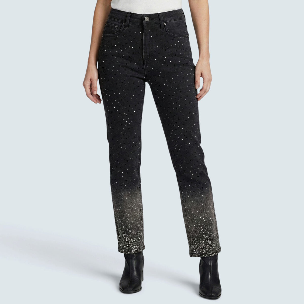 Jean Skinny avec Strass – Effet Dégradé et Finition Bijou