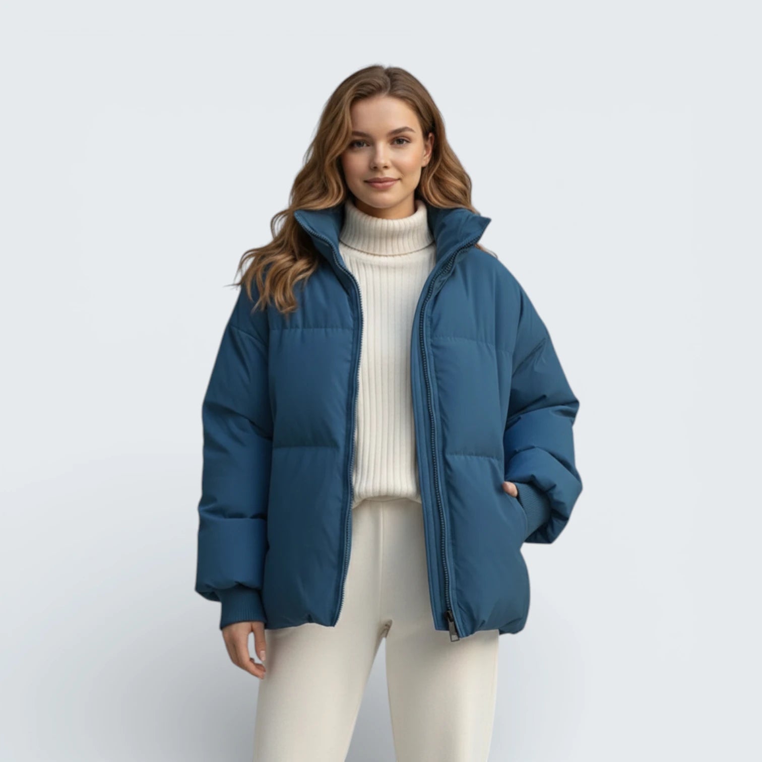 Doudoune Oversize "Cocoon" à Col Montant - Veste Acolchada Minimaliste et Ultra-Légère