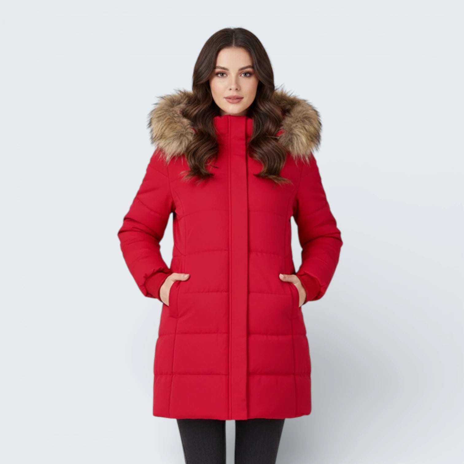 Parka Matelassée Mi-Longue avec Capuche en Fourrure - Manteau Thermique Élégant et Galbant