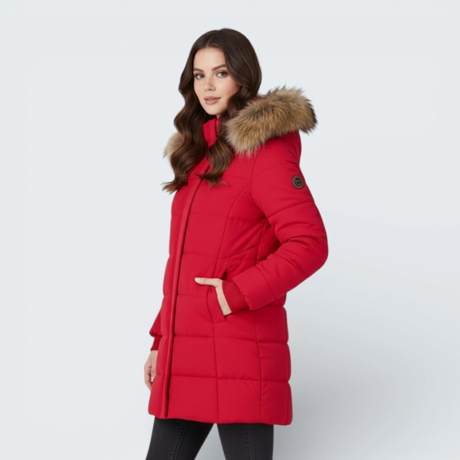 Parka Matelassée Mi-Longue avec Capuche en Fourrure - Manteau Thermique Élégant et Galbant