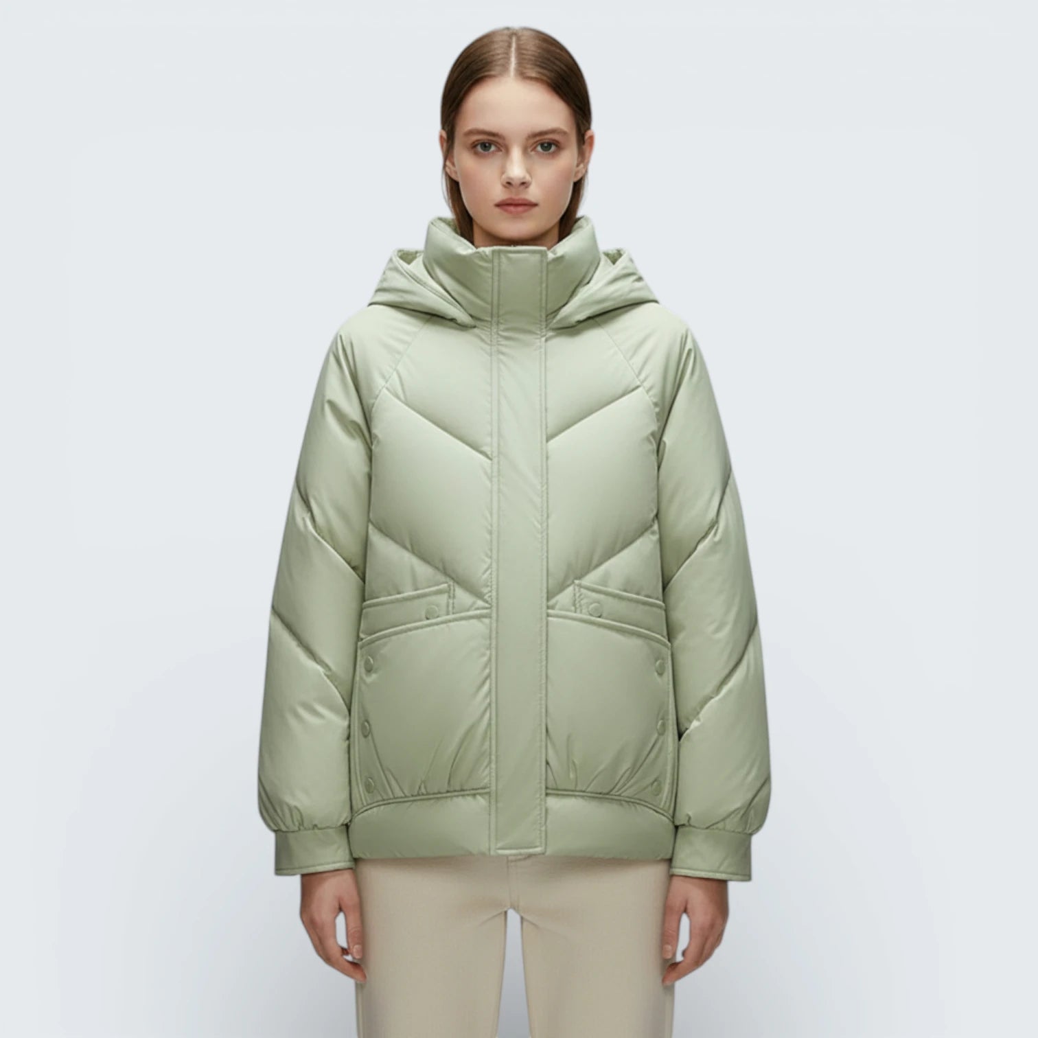 Doudoune à Capuche Style "Chevron" - Veste Matelassée Volumineuse et Légère