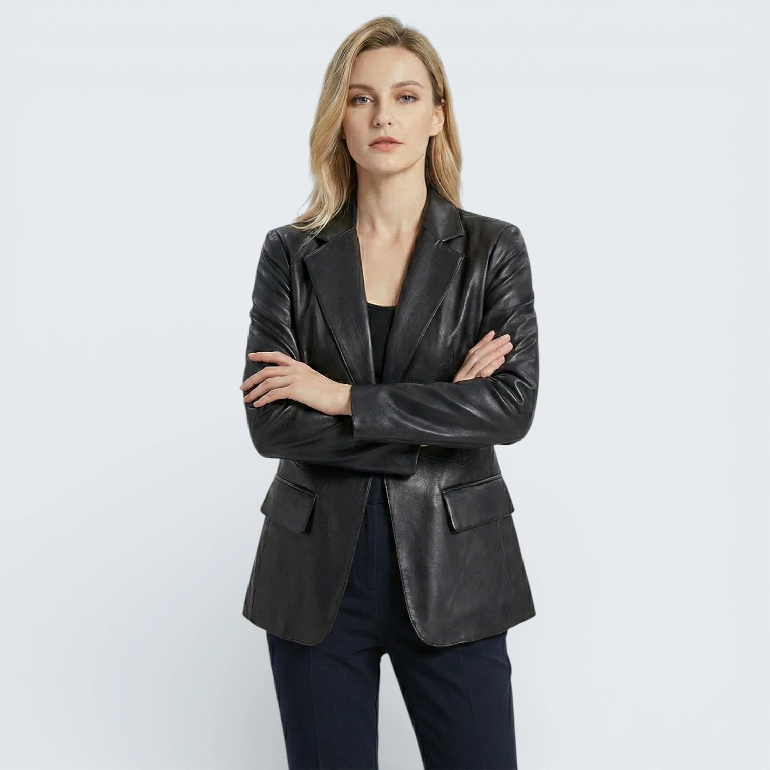 Blazer Cintré en Effet Cuir "Slim Fit" - Veste Américaine Élégante et Audacieuse