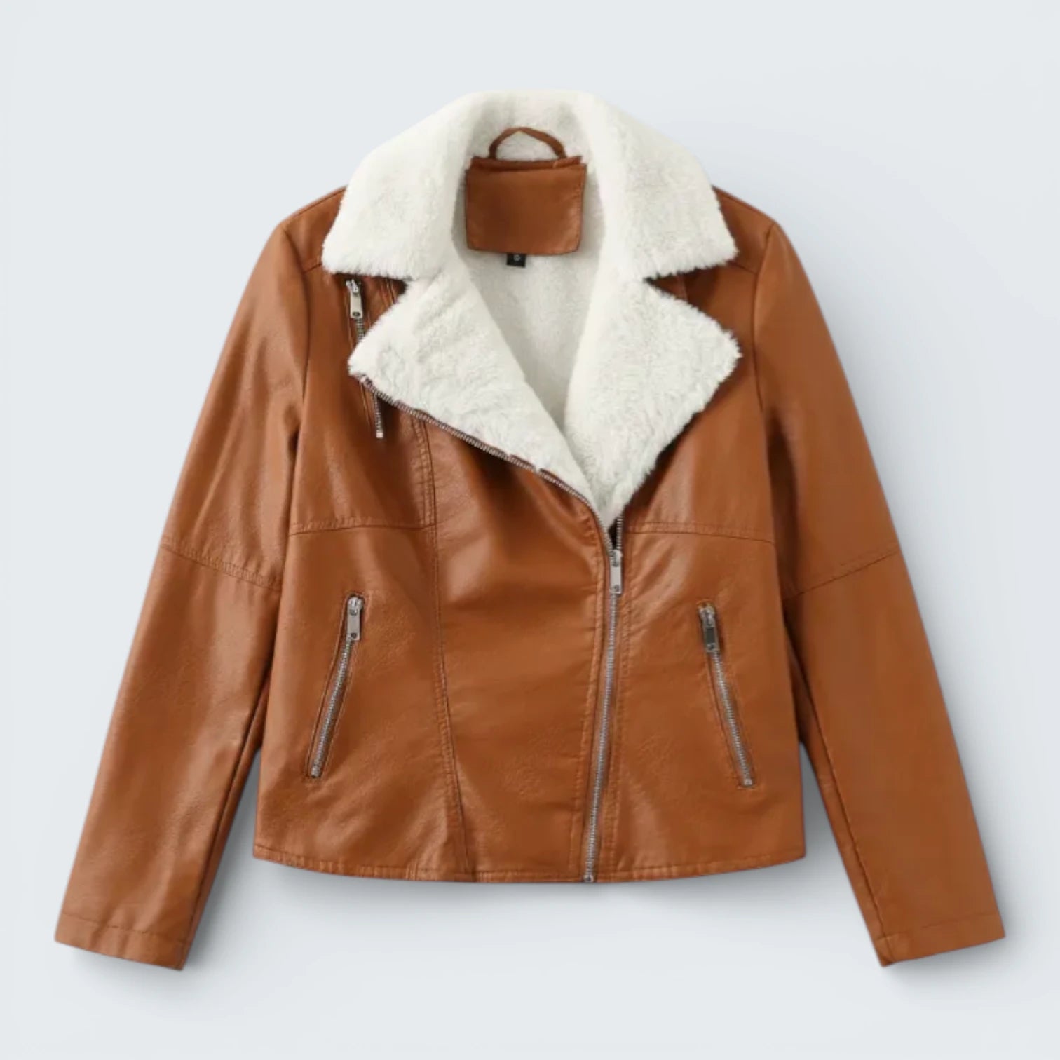 Veste Biker Double Face Effet Cuir - Blouson Aviateur avec Intérieur en Moumoute