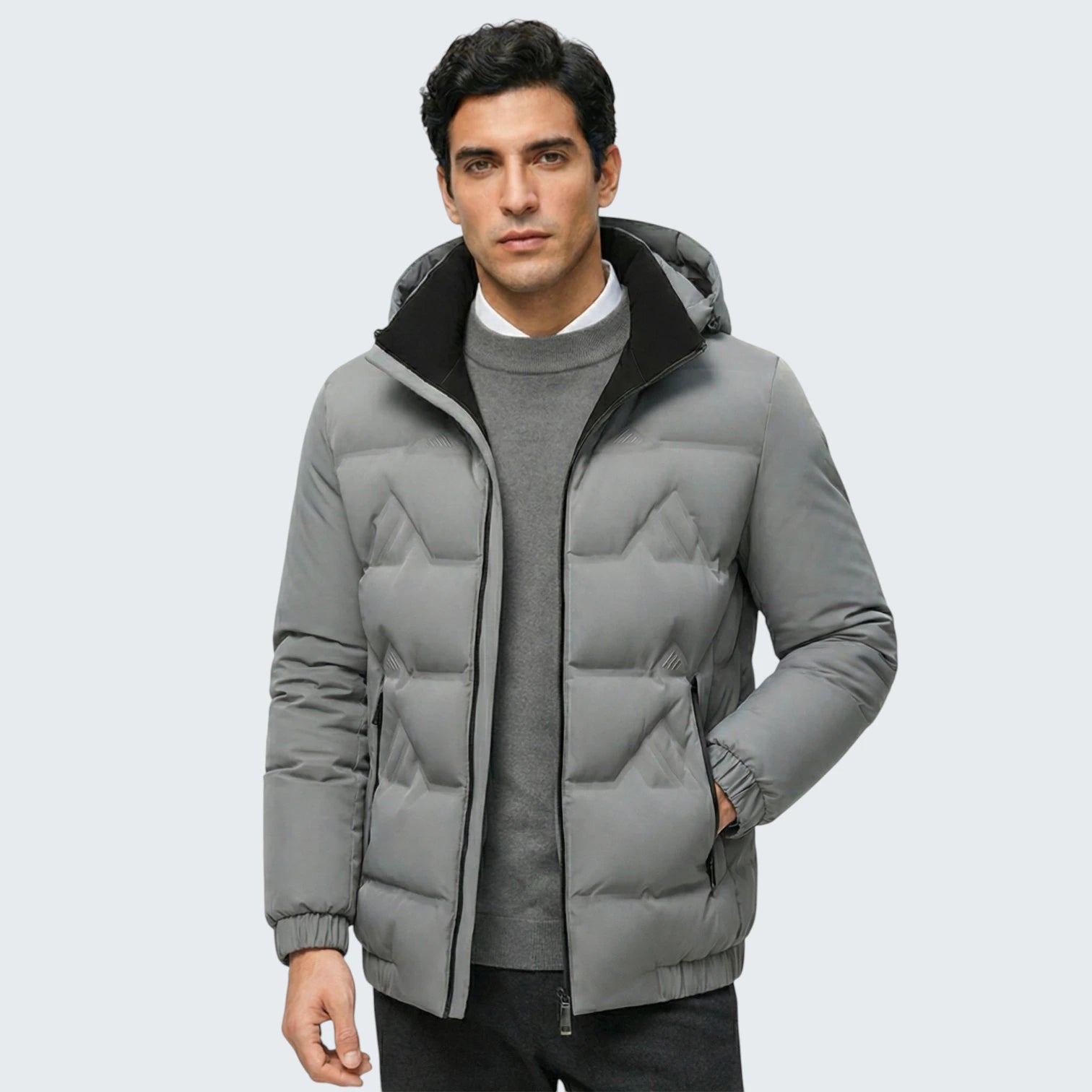 Blouson Business Casual Géométrique – Veste de Mi-Saison à Col Montant