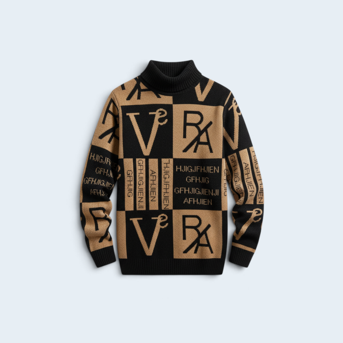 Pull Homme à Col Roulé et Motif Graphique