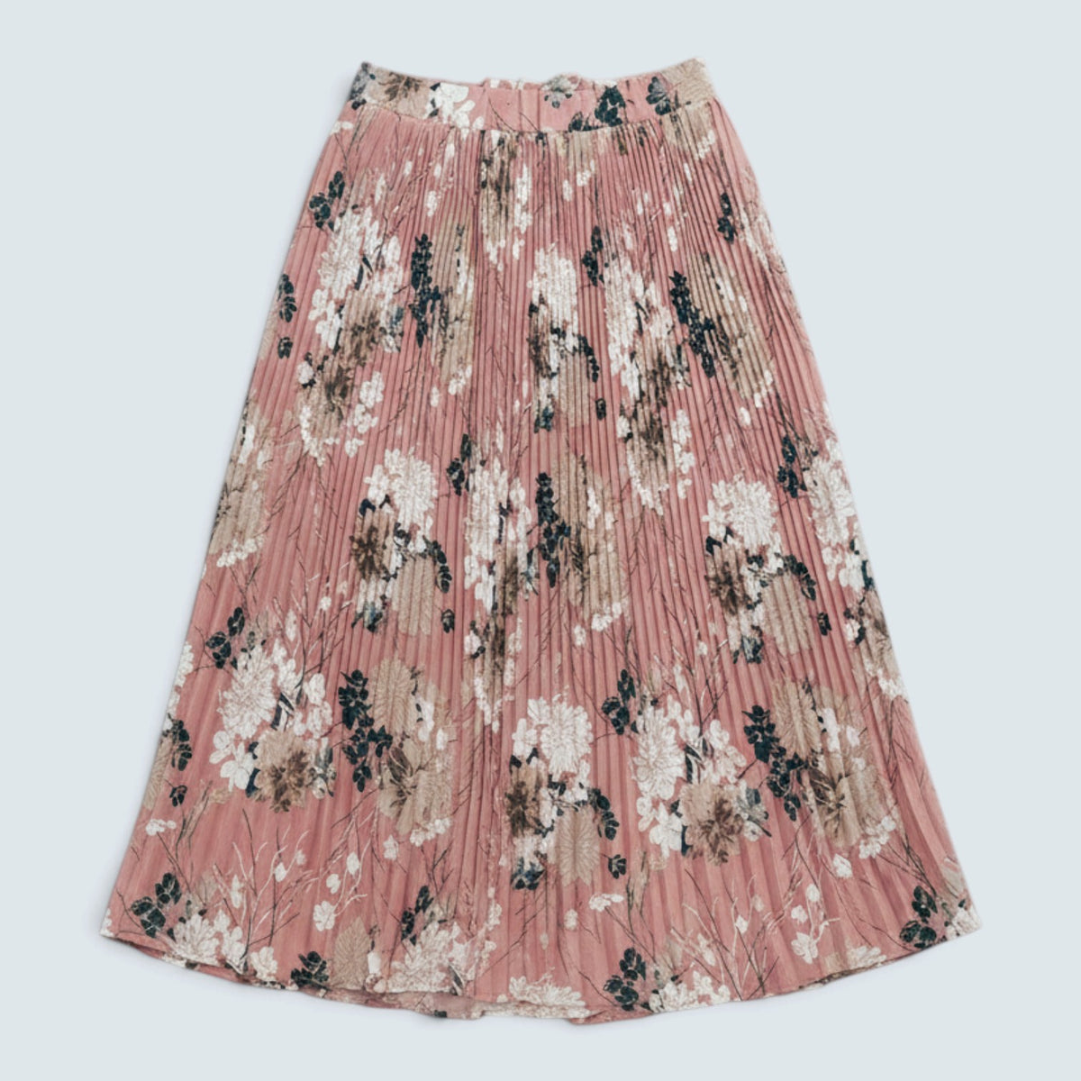 Jupe Midi Plissée à Imprimé Floral – Taille Élastique et Style Bohème