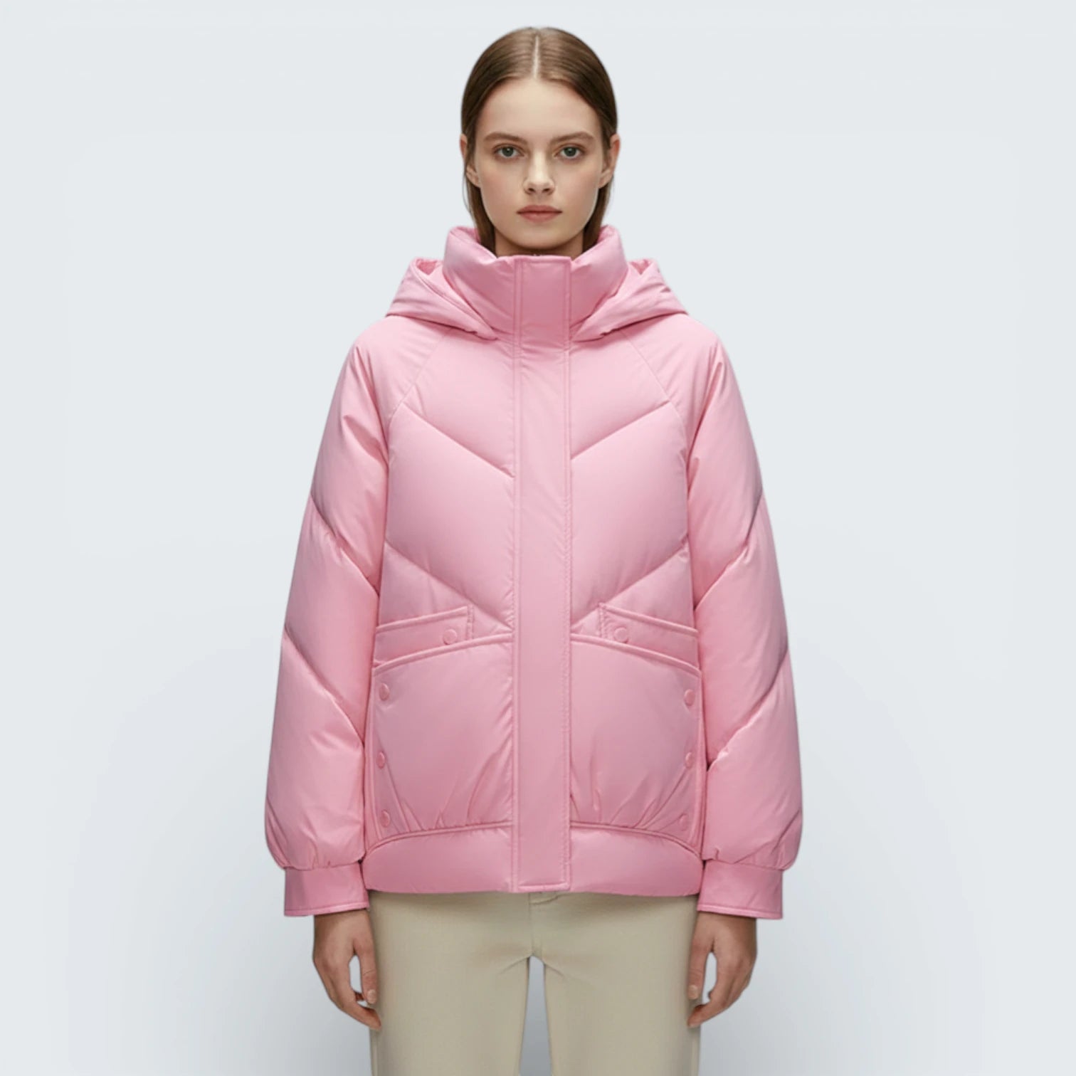 Doudoune à Capuche Style "Chevron" - Veste Matelassée Volumineuse et Légère