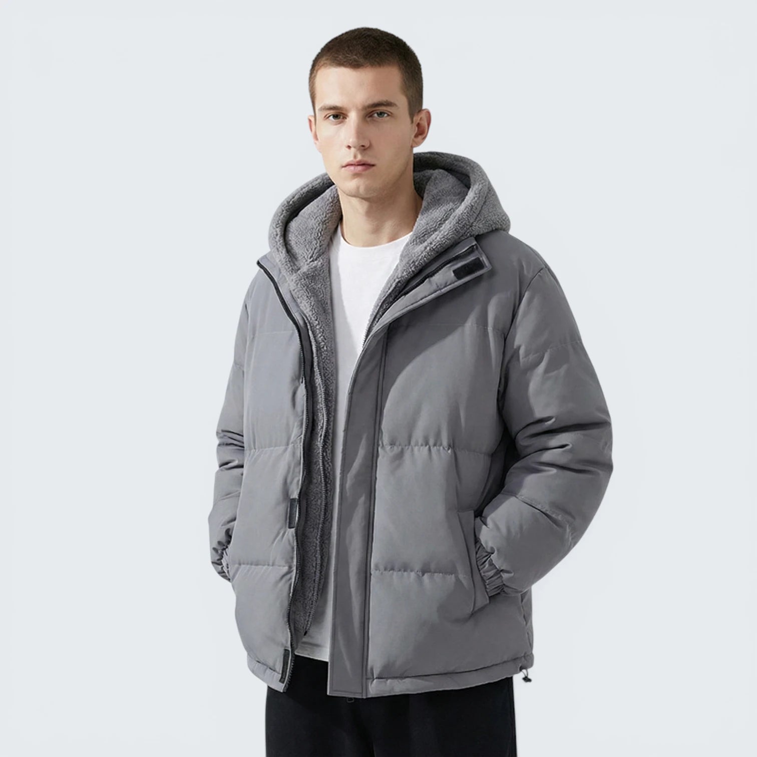 Doudoune de Mi-Saison Effet 2-en-1 – Look Layering avec Capuche Sweat Intégrée