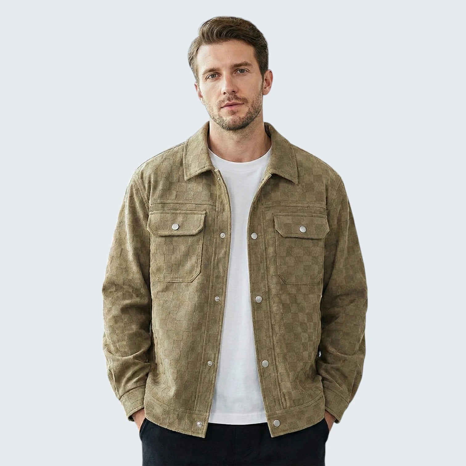 Veste Business Casual "Damier" – Texture Premium en Relief et Coupe Ajustée